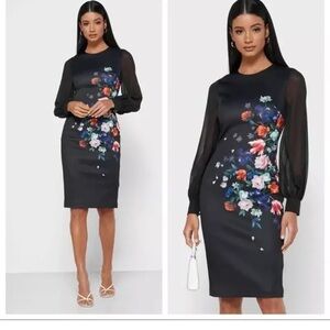 BLACK FLORAL DRESS TED BAKER